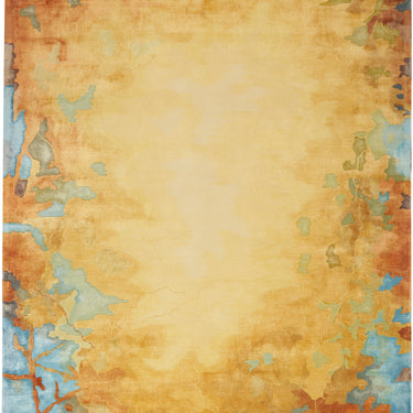 Prismatic PRS29 Hand-Tufted New Zealand Wool and Silk Pictorial Pattern Gold Multicolour Rug