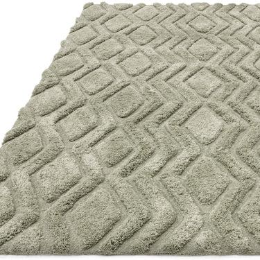 Asiatic London Harrison Sage Green Living Diamond Shaped Super Handmade Shaggy Geometric Rug