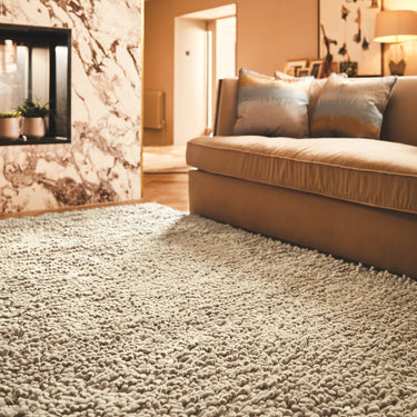 Maine Oyster Tubular Pile Rug Hand-Woven with New Zealand & European Wools, Thick Luxurious Soft Pile, Contemporary Natural Style for Modern & Traditional Interiors