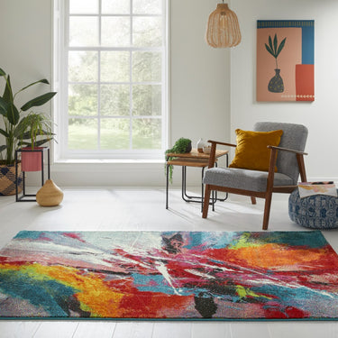 Consept Looms Art105 Multi Pictorial Pop Multicoloured Polypropylene Abstract Floral Rug