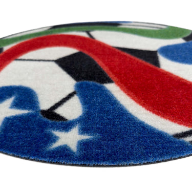My Nylon Pattern World Cup Football Ball Washable Non-Slip Round Rug 65x65 cm