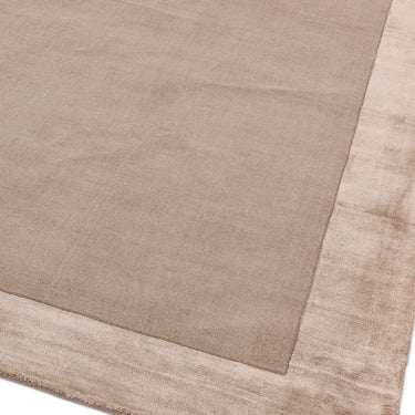 Ascot Modern Plain Hand Woven Wool Viscose Bordered Sand Beige Rug