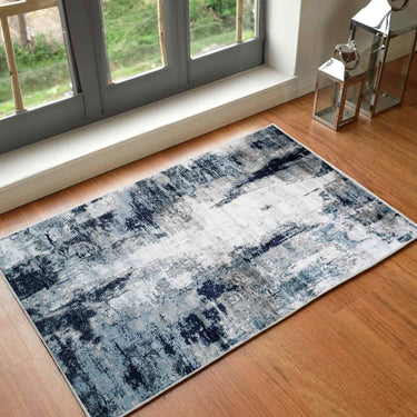 Wanderlust 2309 Blue Jute Abstract Scandi Rug - Small 80x150 cm (2'6"x5')