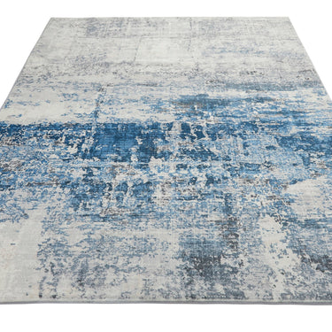 Consept Looms Lux LUX07 Machine Ivory Blue Washable Non-Slip Abstract Geometric Rug
