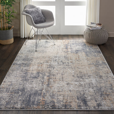 Rustic Textures RUS01 Modern Abstract Rug in Grey Beige