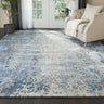 Prismatic PRS17 Hand-Tufted New Zealand Wool and Silk Denim Blue Rug - 114 x 175 cm (3'9"x5'9")