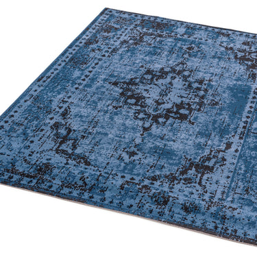 Revive Modern Traditional Vintage Medallion Rug in Grey, Charcoal and Blue
