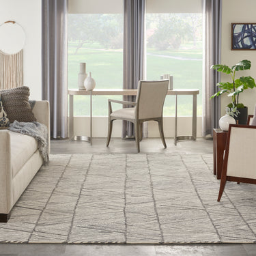 Nourison Colorado Linear Hand-Tufted Earth Tone Grey White Wool Textured Modern Rug