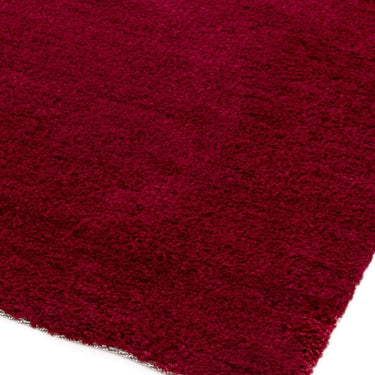 Asiatic London Milo Short Pile Silky Berry Red Shaggy Traditional Modern Rug