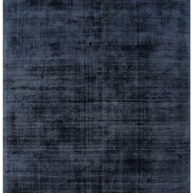 Blade Plain Silky Hand Woven Viscose Soft Shiny Rug Runner in Navy Blue