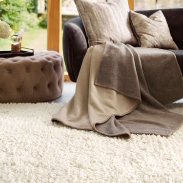 Maine Ivory Tubular Pile Rug Hand-Woven with New Zealand & European Wools, Thick Luxurious Soft Pile, Contemporary Natural Style for Modern & Traditional Interiors