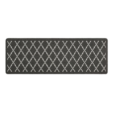 My Stain Resistant Arbor Charcoal Grey Washable Non-Slip Polypropylene Geometric Hallway Runner Rug - Runner 67x200 cm (2'2"x6'7")