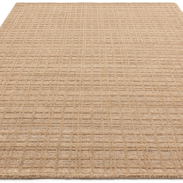 Thatch Honey Beige Hand Woven Wool Rug Checked Pattern