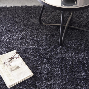 Chicago Shaggy Modern Plain Rug Hallway Runner Circle in Iron Grey