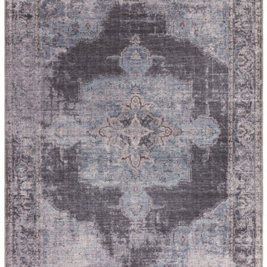 Kaya Roya KY05 Traditional Classic Persian Medallion Floral Flatweave Washable Rug in Blue Black
