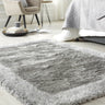 Origins Shimmer Silky Tufted Border Fluffy Shag Silver Shaggy Bordered Modern Rug - Small 80x150 cm (2'6"x5')