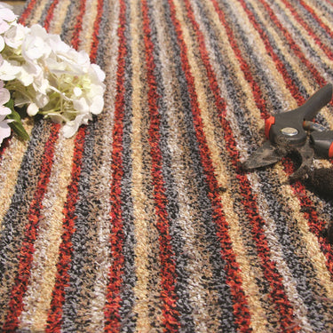 My Candy Spice Red Beige Washable Cotton Striped Doormat