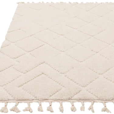 Asiatic London Ariana AR04 Vanilla Boho Fringed Harmony Soft Cream Polypropylene Shaggy Moroccan Textured Rug