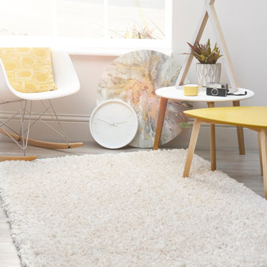 Origins Portland High Pile Super Fluffy Cream Shaggy Modern Plain Rug