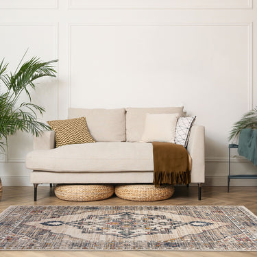 URCO Nova Leona Cream Distressed Polypropylene Persian Traditional Vintage Hallway Runner Rug