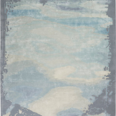 Prismatic PRS19 Hand-Tufted New Zealand Wool and Silk Abstract Seafoam Silver Rug
