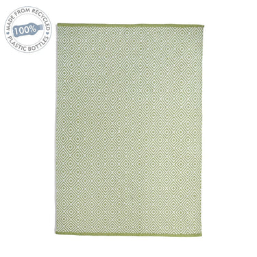 Hug Rug Woven Washable Reversible Diamond Outdoor Indoor Rug in Green