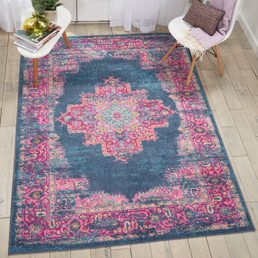 Nourison Passion PSN03 Traditional Medallion Persian Rug in Blue