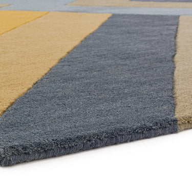 Reef Big Zig RF02 Geometric Pattern Hand Tufted Rug Hallway Runner in Ochre and Grey