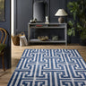 Origins Elegant Greek Key Navy Blue Jute Polypropylene Geometric Rug - Small 80x150 cm (2'6"x5')