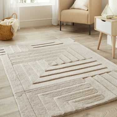 Origin Maze Rug Soft Wool High Quality Modern Linear Geometric Rug in Pumice Stone Grey
