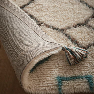 Asiatic London Origins Knotted Chain Thick Pile Tasseled Multicolour Hand-Carved Wool Berber Geometric Rug