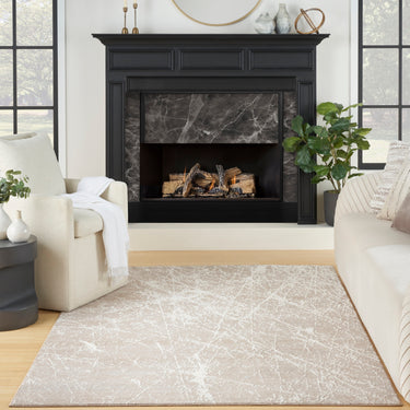 Nourison Exhale EXL02 Sprawling Pattern Natural Ivory Polypropylene Abstract Textured Rug