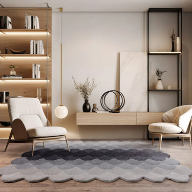Hive Rug Modern Soft 100% Wool Hand Tufted Elegant Geometric  Gradient Effect Rug in Charcoal Grey