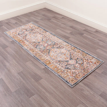 Nova 8879 Traditional Vintage Soft Rug Hallway Runner in Blue , Cream White and Terra