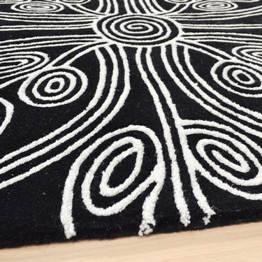 Asiatic London Matrix Kaya Black Tribal Wool Viscose Geometric Textured Rug