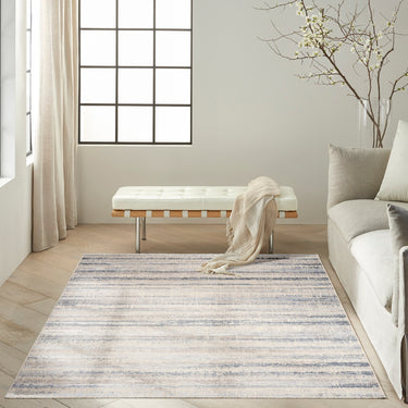 Calvin Drift DRF02 Striated Pattern Blue Abstract Textured Modern Rug