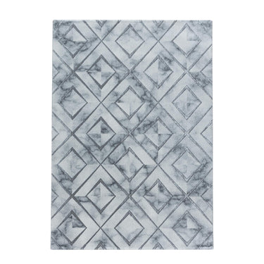 Naxos Modern Marble Like Design Gold Silver Rug in Black and White