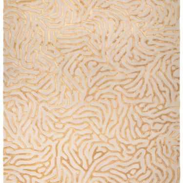 Coral 3D Effect Gold Handmade Wool Viscose Abstract Rug