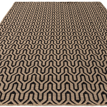 Global Lattice Geometric Flatweave Jute Rug in Black