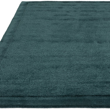 Asiatic London Rise Soft Silky Shiny Teal Blue Hand-Carved Wool Viscose Cotton Rug