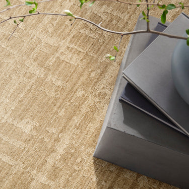 Calvin Latitude Shimmer LTD01 Taupe Fringe Abstract Textured Modern Rug