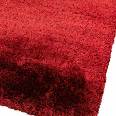 Plush Plain Shaggy High Pile Thick Silky Fluffy Soft Hand Woven Red Rug