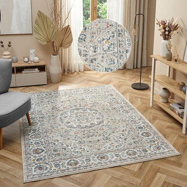 URCO Nova Zane Beige Polypropylene Traditional Vintage Bordered Rug