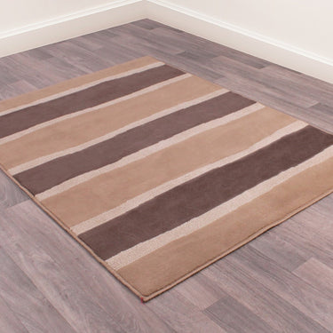 Modern Poly Nova Stripe Rug in Taupe