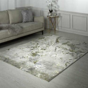 Aurora AU04 Galaxy Metallic Beige Gold Modern Shiny Abstract Marbled Pattern Rug