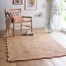 Origins Jute Natural Hand Made Stitched Scalloped Edge Peach Rug or Hallway Runner - Large 160x230 cm (5'3"x7'7")