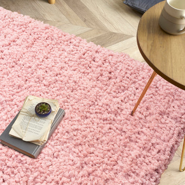 Origins Portland High Pile Super Fluffy Blush Pink Shaggy Modern Plain Rug 140x200 cm