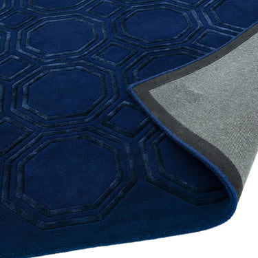 Asiatic London Nexus Octagon Navy Blue Hand-Carved Wool Viscose Geometric Rug