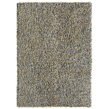 Origins Rocks Shaggy Hand Woven Wool Long Pile Rugs in Grey, Ochre, Blue, Multi