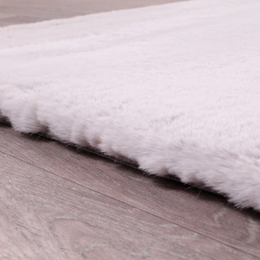 URCO Luxe Faux Fur Super Silver Shaggy Textured Plain Rug